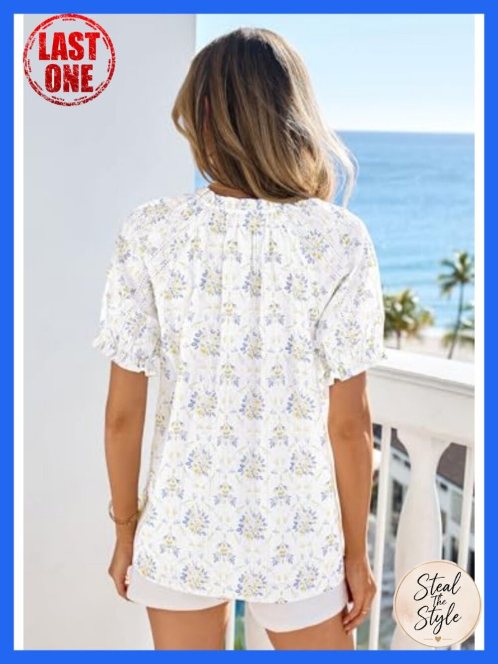V Neck Short Sleeve Ruffle Blouse Cotton Top Women Business Casual - Picture 3 of 6